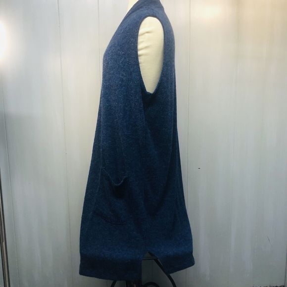 a.gain blue angora blend long sweater vest with pockets size med - Picture 6 of 10